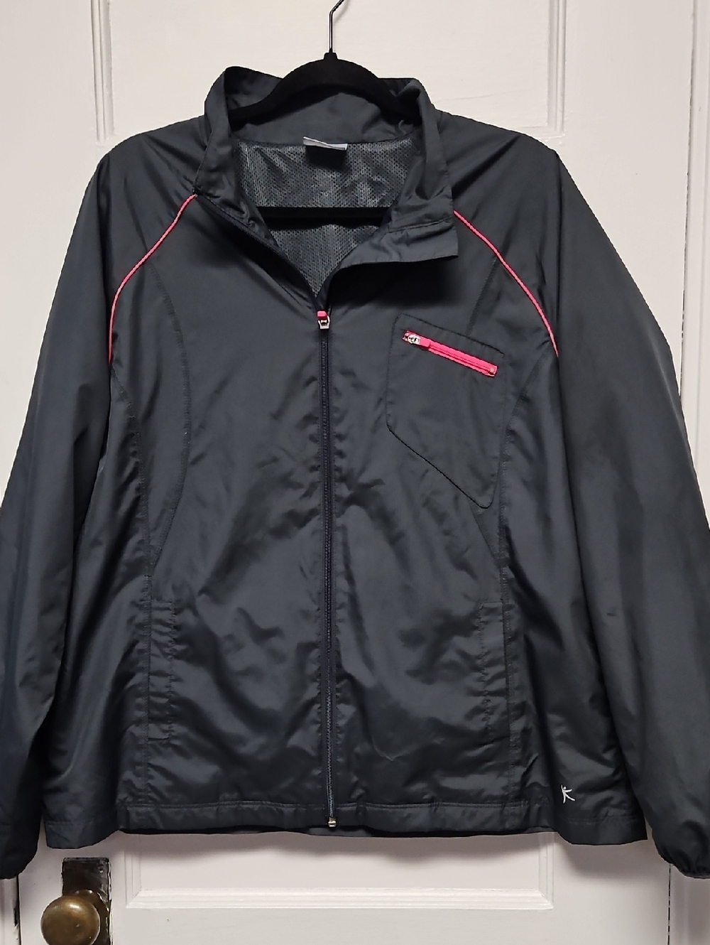 Danskin Now Black Windbreaker with Pink Accents